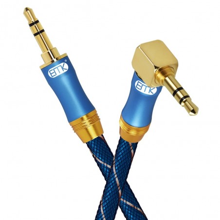 Cabo de áudio AUX com conector de 35 mm - macho para macho - 90 graus - ângulo reto