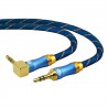 Cabo de áudio AUX com conector de 35 mm - macho para macho - 90 graus - ângulo reto