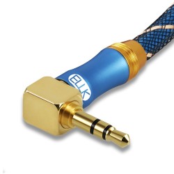 Cabo de áudio AUX com conector de 35 mm - macho para macho - 90 graus - ângulo reto