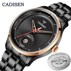 CADISEN - relógio automático mecânico - à prova d'água - aço inoxidável - preto