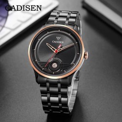 CADISEN - relógio automático mecânico - à prova d'água - aço inoxidável - preto