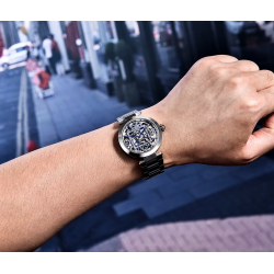BENYAR - automatic mechanical watch - hollow-out design - stainless steel - blueWatches