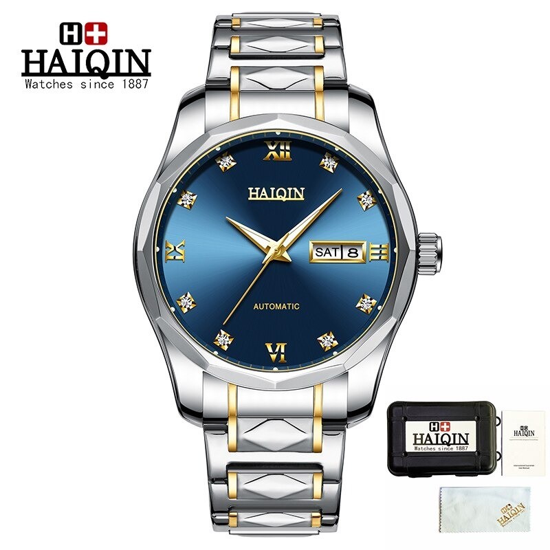 HAIQIN - mechanical automatic watch - stainless steel - gold / blueWatches