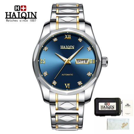 HAIQIN - mechanical automatic watch - stainless steel - gold / blueWatches