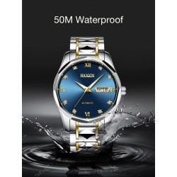 HAIQIN - mechanical automatic watch - stainless steel - gold / blueWatches