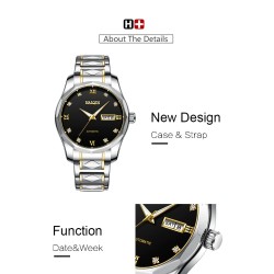 HAIQIN - mechanical automatic watch - stainless steel - gold / blueWatches