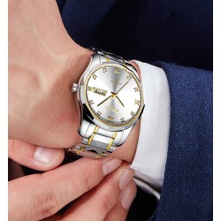 HAIQIN - mechanical automatic watch - stainless steel - gold / whiteWatches