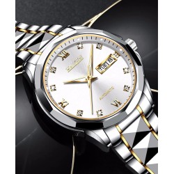 HAIQIN - mechanical automatic watch - stainless steel - gold / whiteWatches