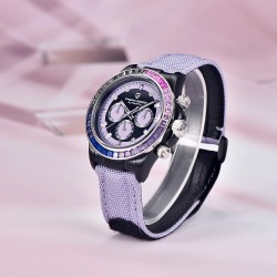 PAGANI DESIGN - mechanical sports watch - chronograph - rainbow bezel - leather strap - purpleWatches