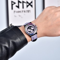 PAGANI DESIGN - mechanical sports watch - chronograph - rainbow bezel - leather strap - purpleWatches