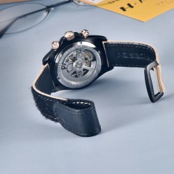 PAGANI DESIGN - mechanical sports watch - chronograph - rainbow bezel - leather strap - goldWatches