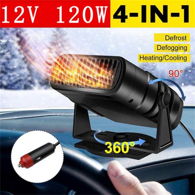 Aquecedor de carro 4 em 1 - ventilador de refrigeração / aquecimento - secador / desembaciador / descongelador - 120W