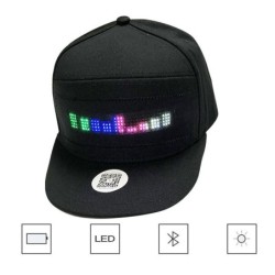 Boné de beisebol com LED luminoso - controle Bluetooth