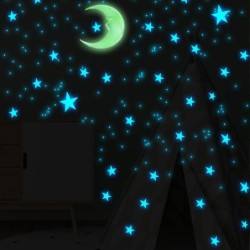 Luminous wall / ceiling stickers - kids bedroom decoration - moon / stars - 111 piecesWall stickers
