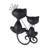 Double cat with crown - broochBrooches