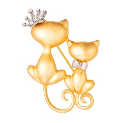 Gato duplo com coroa - broche