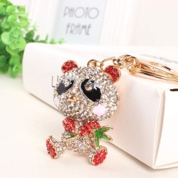 Panda de cristal vermelho - chaveiro