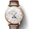 LOBINNI - relógio de quartzo de luxo - fases da lua - à prova d'água - pulseira de couro - branco / marrom