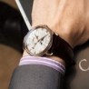 LOBINNI - relógio de quartzo de luxo - fases da lua - à prova d'água - pulseira de couro - branco / marrom