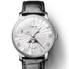 LOBINNI - relógio de quartzo de luxo - fases da lua - à prova d'água - pulseira de couro - preto / branco