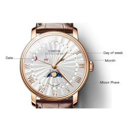 LOBINNI - luxury Quartz watch - moon phase - waterproof - stainless steel - gold / whiteWatches