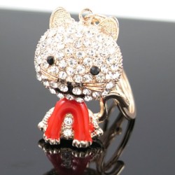 Gato cristal - esmalte vermelho - chaveiro