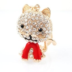 Gato cristal - esmalte vermelho - chaveiro