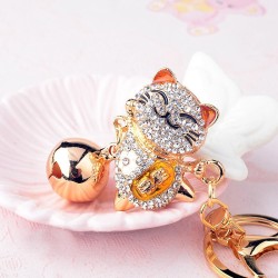 Gato da sorte japonês de cristal - chaveiro