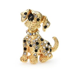 Cão sentado de cristal - broche