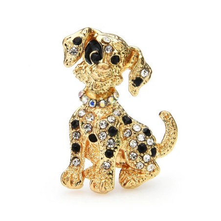 Crystal sitting dog - broochBrooches
