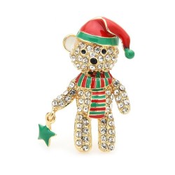 Urso de cristal - gorro de natal vermelho - broche