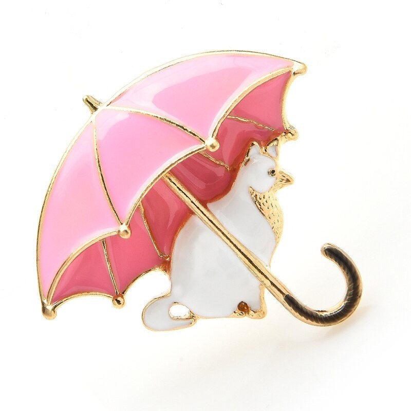 Gato sob guarda-chuva - broche