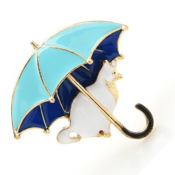 Cat under umbrella - broochBrooches