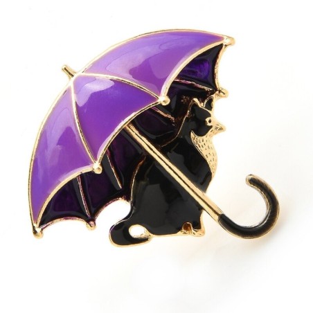 Cat under umbrella - broochBrooches