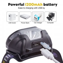 Mini lanterna recarregável - lâmpada de cabeça - sensor de movimento - USB - LED - 3000LM