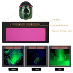 Capacete de soldagem com escurecimento automático solar - ajustável - máscara flip