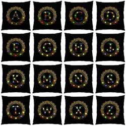 Capa de almofada decorativa - LED - alfabeto inglês dourado - 45 cm * 45 cm