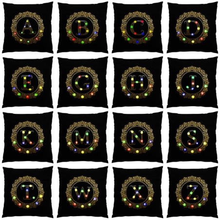 Capa de almofada decorativa - LED - alfabeto inglês dourado - 45 cm * 45 cm
