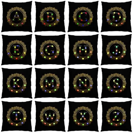Decorative cushion cover - LED - golden English alphabet - 45 cm * 45 cmCushion covers
