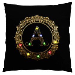 Capa de almofada decorativa - LED - alfabeto inglês dourado - 45 cm * 45 cm