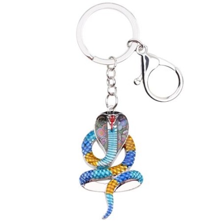 Serpente cobra esmaltada - chaveiro de metal