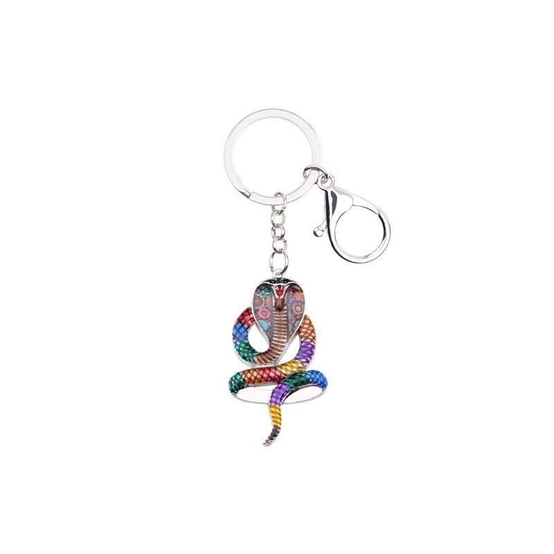 Enamel cobra snake - metal keychainKeyrings