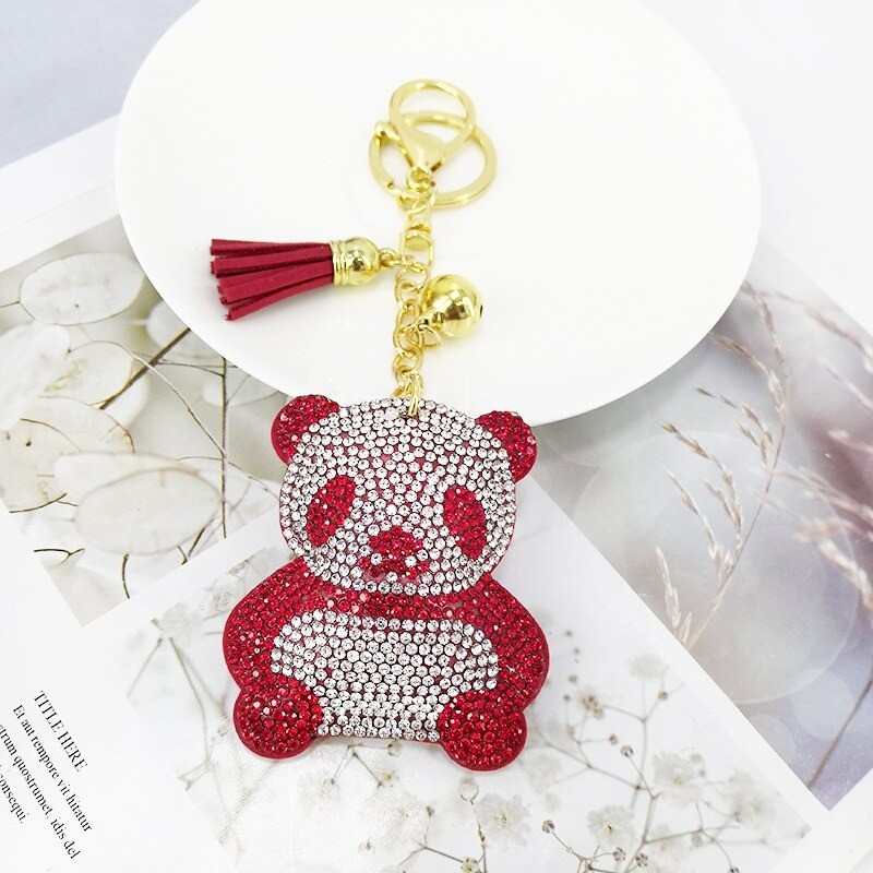 Panda de cristal / borla - chaveiro