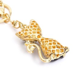 Crystal cat - gold keychainKeyrings