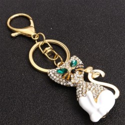 Crystal cat - gold keychainKeyrings