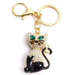 Crystal cat - gold keychainKeyrings