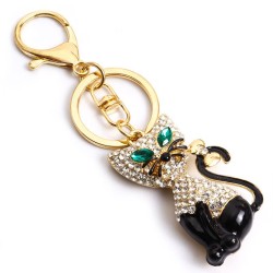 Crystal cat - gold keychainKeyrings