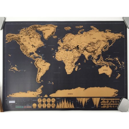 Mapa do mundo personalizado - mini pôster - adesivo de parede - revestido com riscos