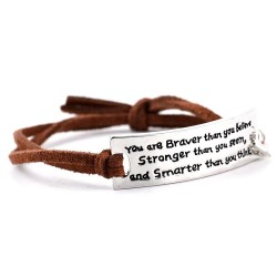 Pulseira de couro - mensagens inspiradoras - unissex