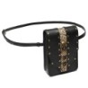 Bolsa de ombro pequena de couro - estilo punk - caveira / rebites
